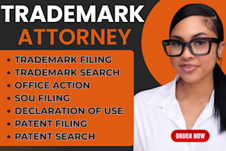 handle your trademark filing, search, renewal office action, sou, patent filing