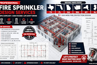 do tx fl ga wa ny nj USA fire sprinkler design, nfpa fire protections drawings