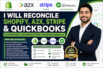 reconcile shopify a2x stripe and quickbooks ecommerce bookkeeping professionally