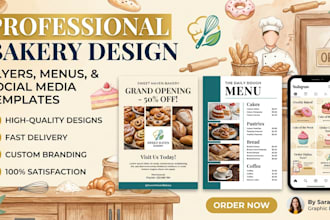 design bakery flyers, menus and social media templates