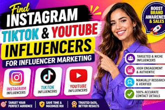 find instagram, tiktok, and youtube influencers for your influencer marketing