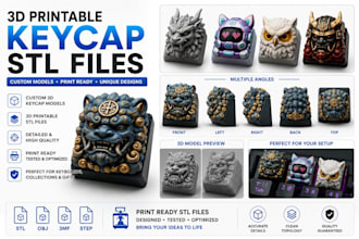 create 3d printable keycap stl files, custom keycap models and designs