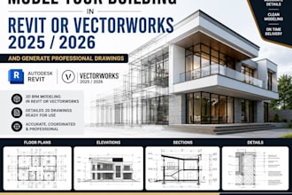 model your building in revit or vectorworks 2025 2026 and generate drawings