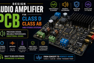 design audio amplifier pcb for class d, class ab and stereo systems