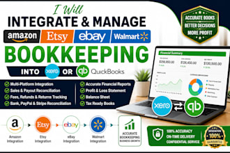 integrate amazon etsy ebay and walmart bookkeeping into xero or quickbooks