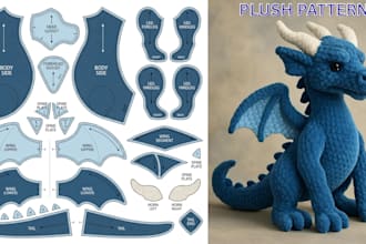 design custom plush sewing pattern for plushie stuffed animal manufacturer ready