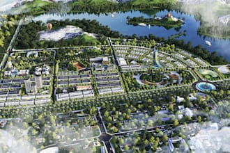 redesign urban landscape, town plan development, architecture masterplan layout