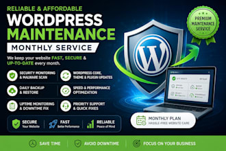 do wordpress maintenance service, security, monthly care