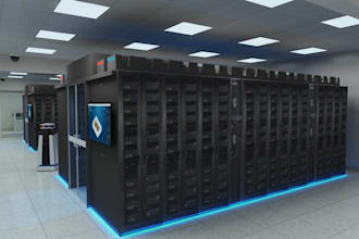 provide 3d server room design, data center, IT room design, server rack design