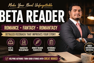 be your beta reader for fiction, romance, fantasy, scifi and thriller books