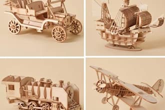 create cnc laser cut svg dxf file for 3d puzzle and toy