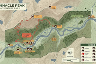 design park map, trail map outdoor adventure location map, hiking map travel map
