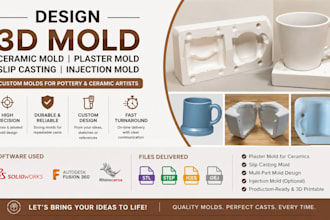 design 3d mold ceramic mold plaster mold slip casting injection mold