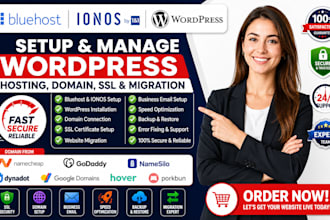 setup bluehost ionos hosting wordpress domain SSL and website migration