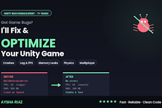 fix bugs and optimize your unity game or app