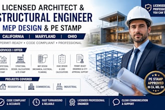 license architect and structural engineer mep design in california maryland ohio