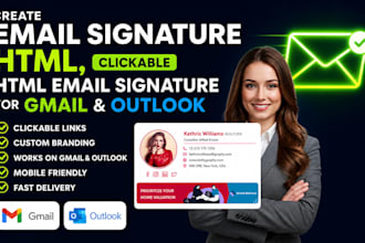 create email signature HTML, clickable HTML email signature for gmail outlook