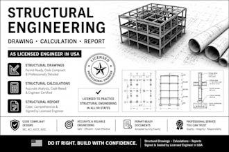 do structural drawing, calculation and report as licensed engineer in usa