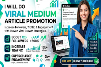 do viral medium article promotion to increase followers, traffic and engagement