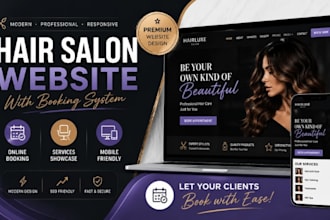 build modern hair salon barber shop hairdresser website with booking