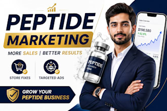 fix peptide store issues and run peptide marketing ads for supplement sales