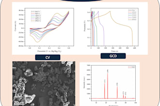 analysis and plot xrd, SEM, ftir, CV and gcd professionally