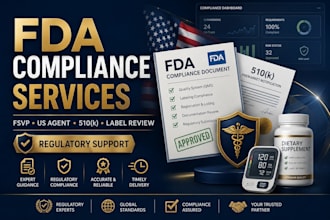 help with fda registration, fsvp compliance, US agent and 510k documentation