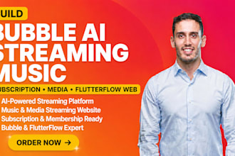 develop bubble ai streaming music subscription media website flutter flow web