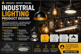 design a industrial lightning product design in 3d model