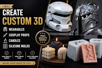 create custom 3d wearables, cosplay props, candle and silicone molds