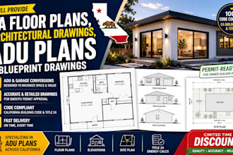 provide ca floor plan, architectural drawings, adu plans and blueprint drawings