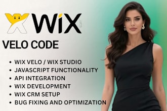 develop wix website using wix velo, wix code and databases api integration
