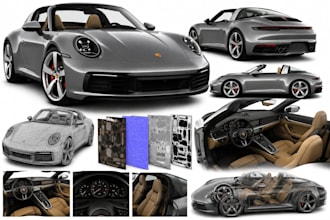 create game ready 3d vehicle models with low poly uv and pbr textures