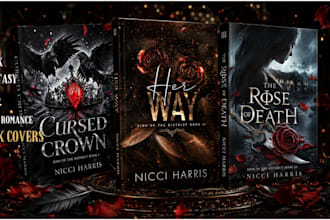 design a fantasy, romance, horror, dark gothic, and dark romance book covers