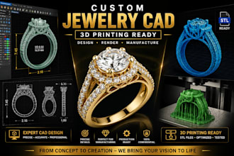 design custom 3d jewelry cad models for 3d printing and manufacturing