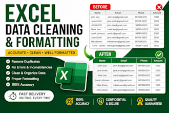 clean, format, merge, split excel data
