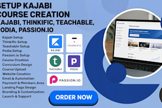 setup kajabi course creation kajabi thinkific teachable podia passion io