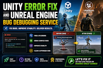 do unity error fix debugging and unreal engine bug fix service