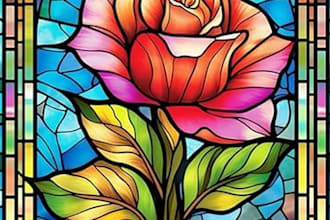draw classic line art or colored art for stained glass art character or image