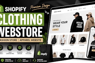 design shopify clothing store, fashion website and apparel brand