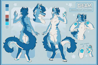 draw custom furry ref sheet, fursona ref sheet, anthro ref sheet, nsfw ref sheet