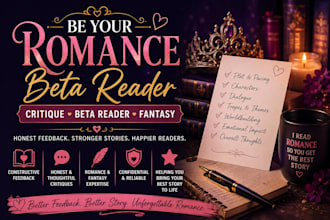 be your romance beta reader, critique, beta reader fantasy