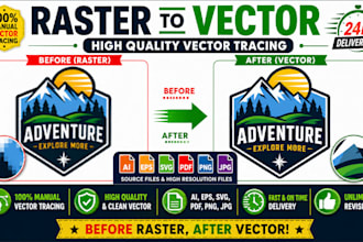 manually convert raster logo to vector, redraw image in ai eps svg