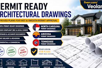 architectural drawings and stamp for north carolina, arizona, tennessee