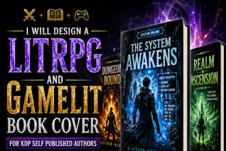 design litrpg and gamelit book cover for KDP  self published authors