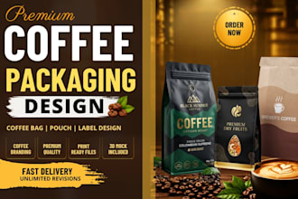 design premium coffee pouch packaging and coffee bag label design