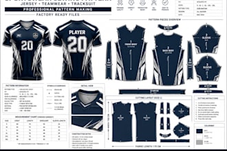 design sportswear sewing patterns for jerseys, teamwear and tracksuit