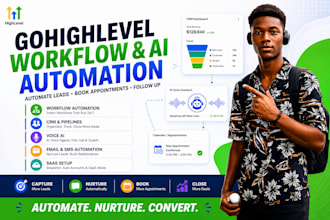 build gohighlevel workflow automation, ghl saas, funnel and voice ai