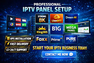 setup reseller panel with test and credit, strong 8k, trex, lion ott, dream4k