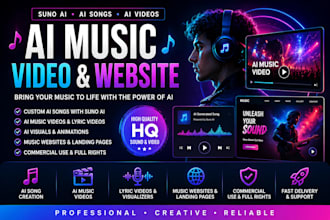 create ai music video, suno ai song, ai visuals and music website